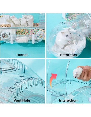 Jaula para Hámster Enano Tfwadmx Acrílico 44.9x27.9x29.9 cm