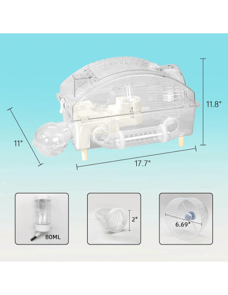 Jaula para Hámster Enano Tfwadmx Acrílico 44.9x27.9x29.9 cm