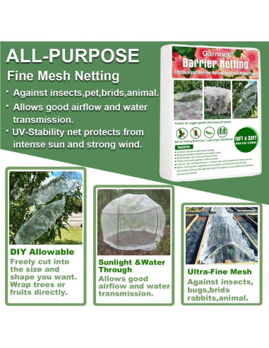 Malla de Insectos Garnnet 10x33ft para Jardín y Huertos