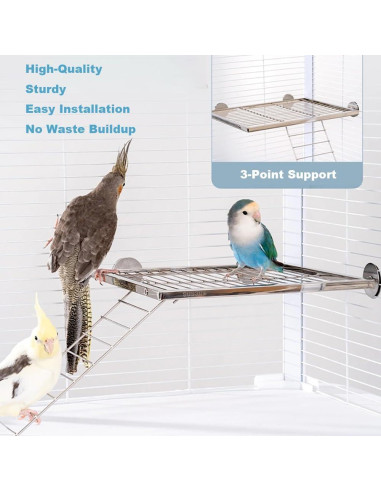 Juego de 2 Piezas Plataforma y Escalera Acero Inoxidable Nopikku