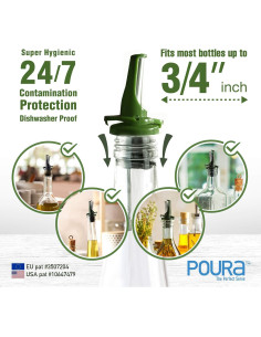 Verterdor de Aceite de Oliva Poura 2 Pcs Verde con Adaptadores 2