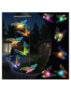 Campana de Viento Solar Toodour Mariposa LED Color Cambiante