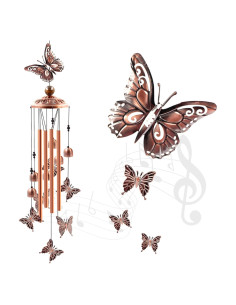 Campana de Viento de Aluminio Ukulork con Mariposas 85cm
