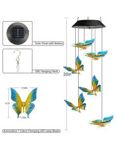 Campana de Viento Solar Toodour Mariposa LED Color Cambiante 2