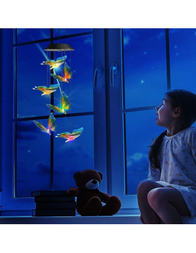 Campana de Viento Solar Toodour Mariposa LED Color Cambiante