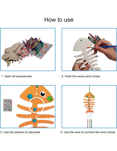 Kit de Manualidades Hyeelun Campanas de Viento Madera 12 Piezas
