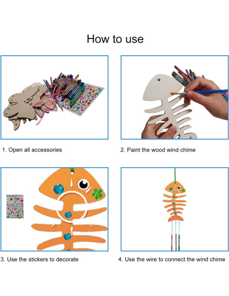 Kit de Manualidades Hyeelun Campanas de Viento Madera 12 Piezas