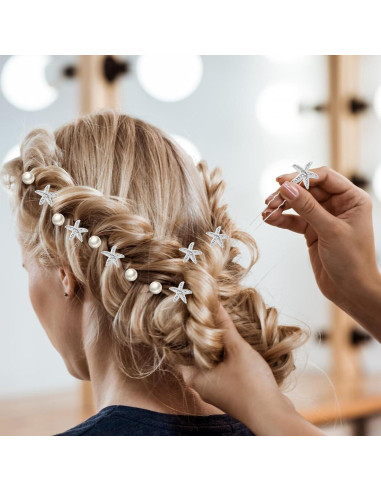 Juego de 23 Pinzas para el Cabello Xiuouix - Perlas y Estrella de Mar