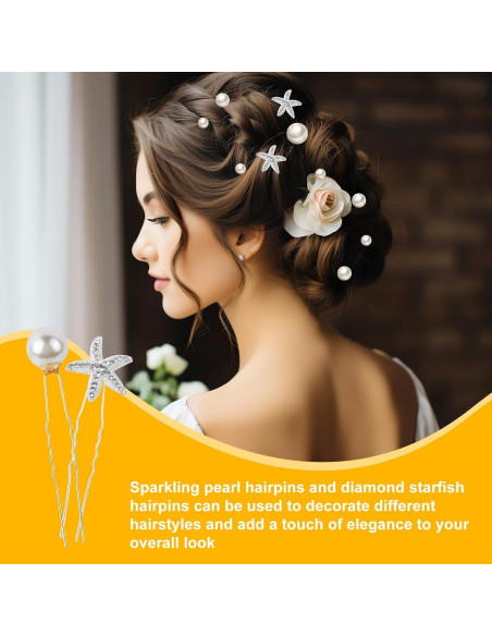 Juego de 23 Pinzas para el Cabello Xiuouix - Perlas y Estrella de Mar