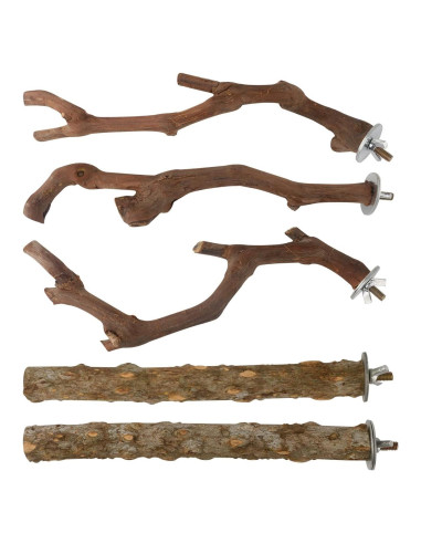 5PCS Soporte para Aves HOSUKKO Madera Natural 23cm