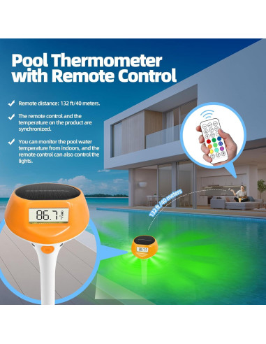 Termómetro Flotante Solar LED idearDay LD-PTL10-A IP68