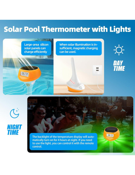 Termómetro Flotante Solar LED idearDay LD-PTL10-A IP68