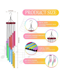 Carillones de Viento Wesiti 4 Pcs Coloridos 12 Tubos Aluminio 2
