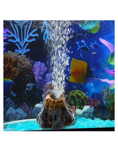 Decoración de Acuario Volcán RunXF con Burbujeador Pequeño