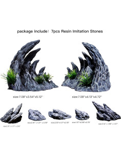 Decoraciones de Acuario Soul Valley 7 Piezas Resina Imitación 2