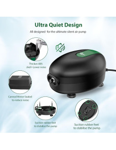 Bomba de Aire AQQA 2.5W Silenciosa para Acuario 151L 2