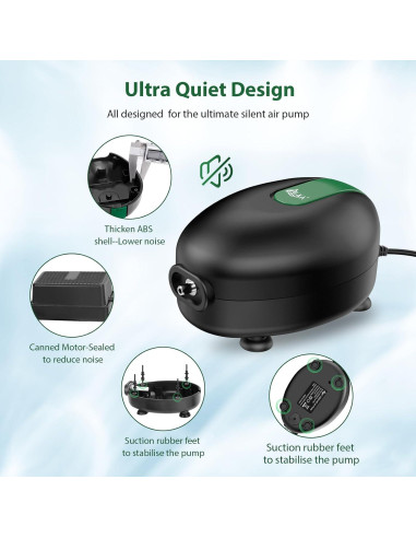 Bomba de Aire AQQA 2.5W Silenciosa para Acuario 151L