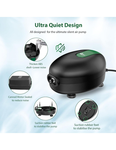 Bomba de Aire AQQA 2.5W Silenciosa para Acuario 151L