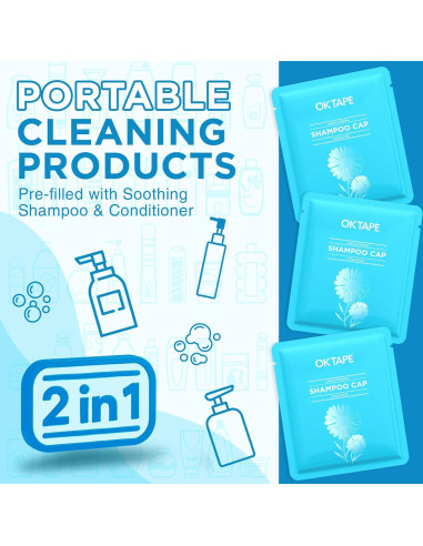 Gorro de Champú Sin Enjuague OK TAPE - 6 Paquetes Manzanilla