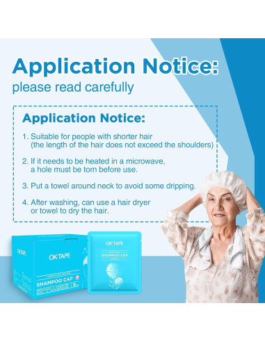 Gorro de Champú Sin Enjuague OK TAPE - 6 Paquetes Manzanilla