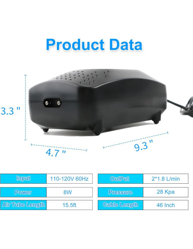 Bomba de Aire Coospider 8W Ultra Silenciosa para Acuario 20-600L