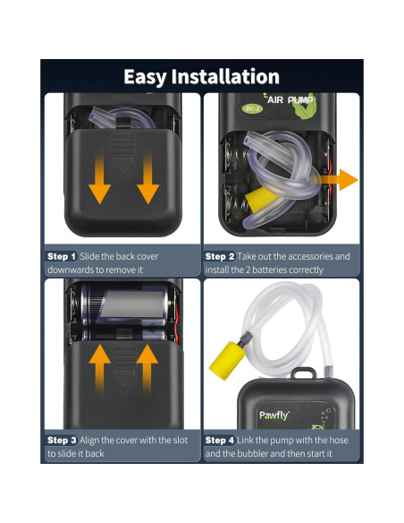 Bomba de Aire a Batería Pawfly 40 GPH para Acuario 5-30 Gal