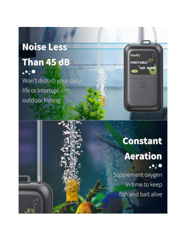 Bomba de Aire a Batería Pawfly 40 GPH para Acuario 5-30 Gal