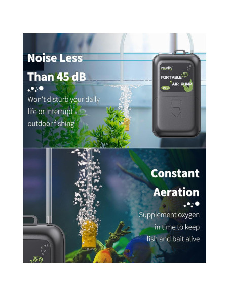 Bomba de Aire a Batería Pawfly 40 GPH para Acuario 5-30 Gal