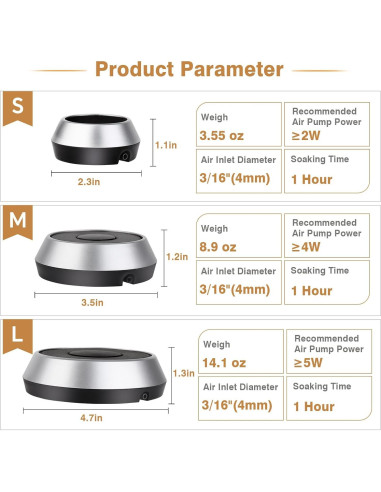 Piedra de Aire para Acuario Hygger 2.3" Difusor de Oxígeno