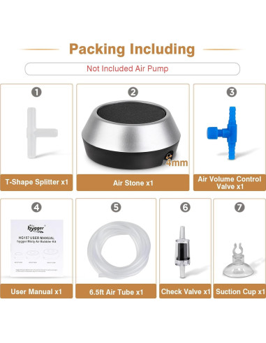 Piedra de Aire para Acuario Hygger 2.3" Difusor de Oxígeno