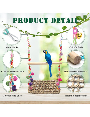 Juguete para Aves Coldairsoap - Columpio de Hierba Marina 28x20cm
