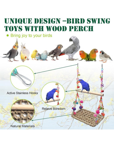 Juguete para Aves Coldairsoap - Columpio de Hierba Marina 28x20cm