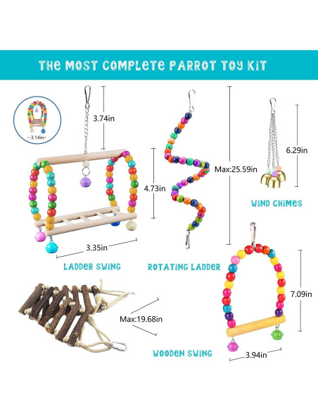 23 Juguetes para Aves Sysmashing - Columpios, Escalera y Más
