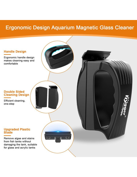 Limpiador de Cristal Magnético hygger S para Acuarios 0.1-0.2"