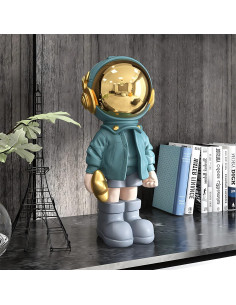 Estatua Astronauta Dosker 34.8cm Resina Decorativa Azul 2