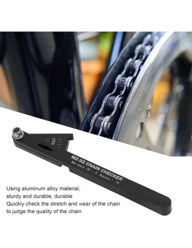 Medidor de Desgaste de Cadena Aoutecen - Aluminio, Negro