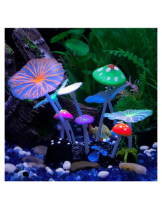 Adorno de Acuario Uniclife Hongo y Loto Colorido 10.92 cm