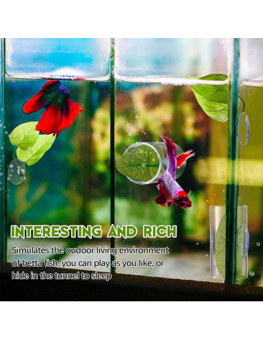 Accesorios Acuario Juexica 6 Pcs Túneles y Hojas para Betta