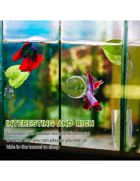 Accesorios Acuario Juexica 6 Pcs Túneles y Hojas para Betta