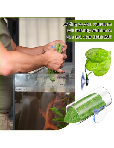 Accesorios Acuario Juexica 6 Pcs Túneles y Hojas para Betta