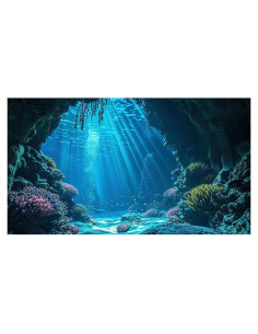 Fondo de Acuario Riivvdise 120x45cm Cueva Tropical Azul