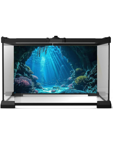 Fondo de Acuario Riivvdise 120x45cm Cueva Tropical Azul