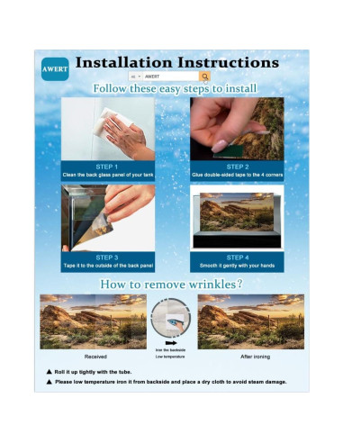 Fondo de Acuario 90x60 cm Vinilo AWERT Océano Submarino