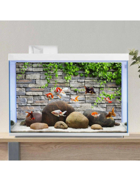 Fondo de Acuario Vinilo AWERT 120x45 cm Ladrillo Rocas