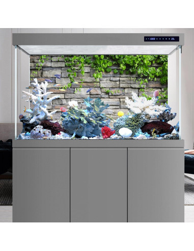 Fondo de Acuario Vinilo AWERT 120x45 cm Ladrillo Rocas