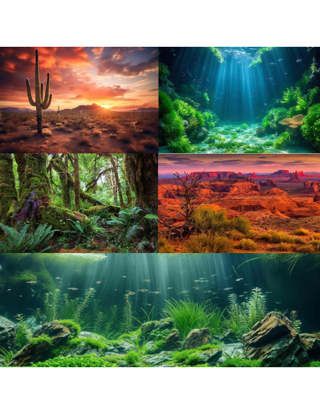 Fondo de Acuario Vinilo 76x46cm Cactus Desierto Sahara