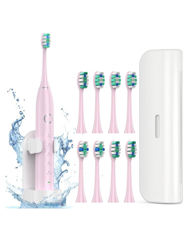 Cepillo de Dientes Eléctrico Fronix Sonic Rosa con 8 Cabezas