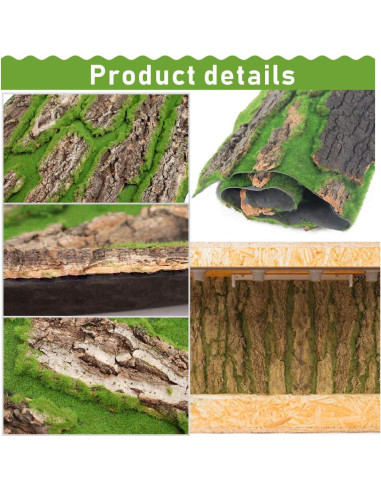 Fondo de Terrario de Corcho PINVNBY 2 Piezas 40x30 cm