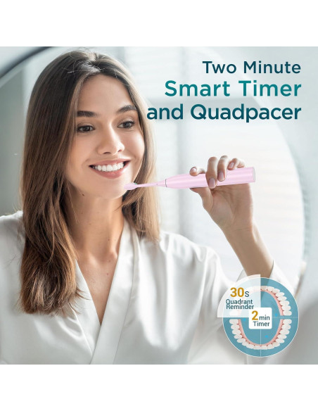 Cepillo de Dientes Eléctrico Fronix Sonic Rosa con 8 Cabezas