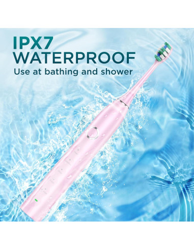 Cepillo de Dientes Eléctrico Fronix Sonic Rosa con 8 Cabezas